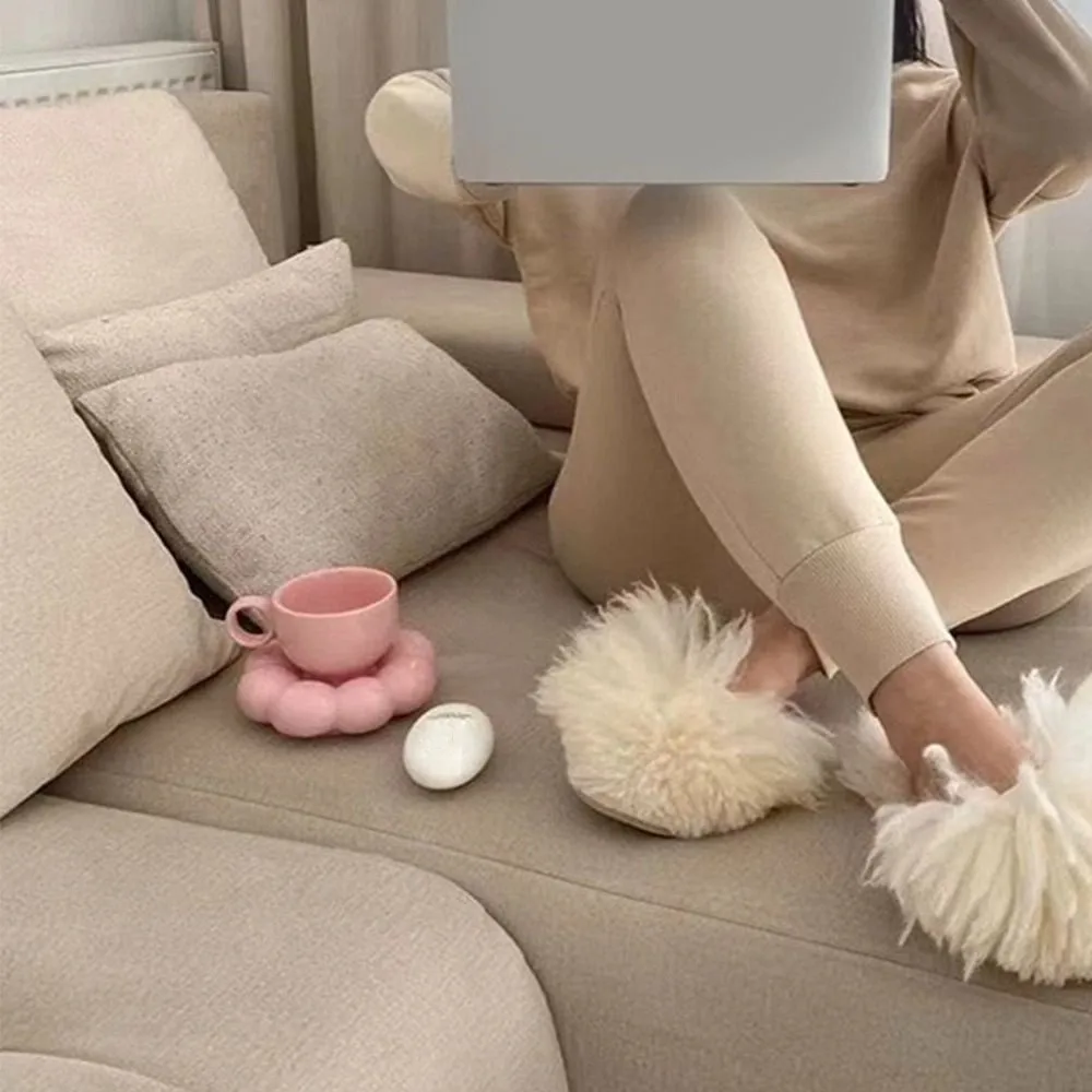 

Fashion Pink Coffee Mug Set Ceramic Flower Shape Breakfast Mugs Tea Cups Home