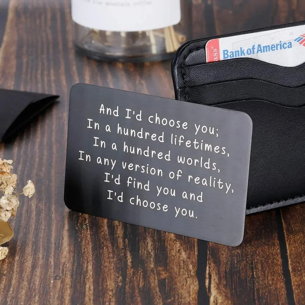 To My Dad Gifts 85x54mm Engraving Stainless Steel Wallet Card Family Postcard Gifts From Daughter To Father Wallet Insert Card