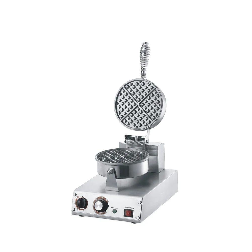 Commercial Electric Ceramic & Stainless Steel Round Waffle Maker Sandwich Function Hotel Use 220V US Plug on Sale