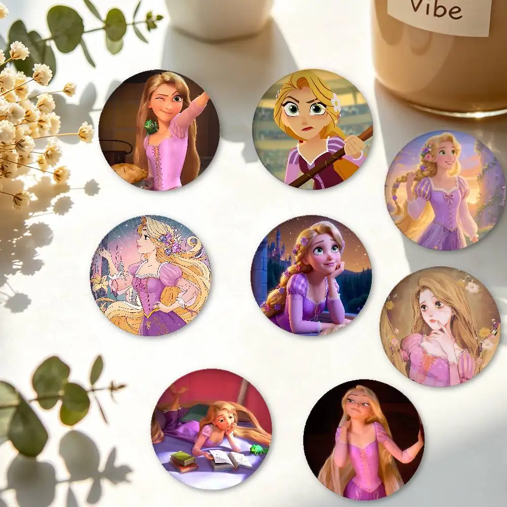 Long Hair R-Rapunzel Minimalist Exquisite Tinplate Brooches: Sleek Badge Lapel Pins For Bag Accessories, Practical Souvenir