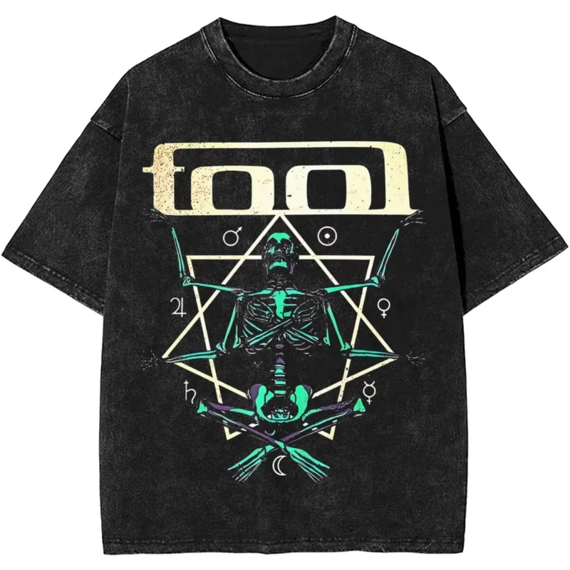 Rock Tool Band Lateralus Heavy Metal Music Vintage Washed Short Sleeved Round Neck Y2k Tshirt Men Clothing Tees Mens T-Shirt