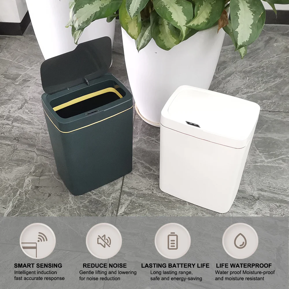 For Kitchen Bathroom Bedroom 18L Touchless Smart Sensor Automatic Bagging Garbage Bin With Lid Smart Trash Can