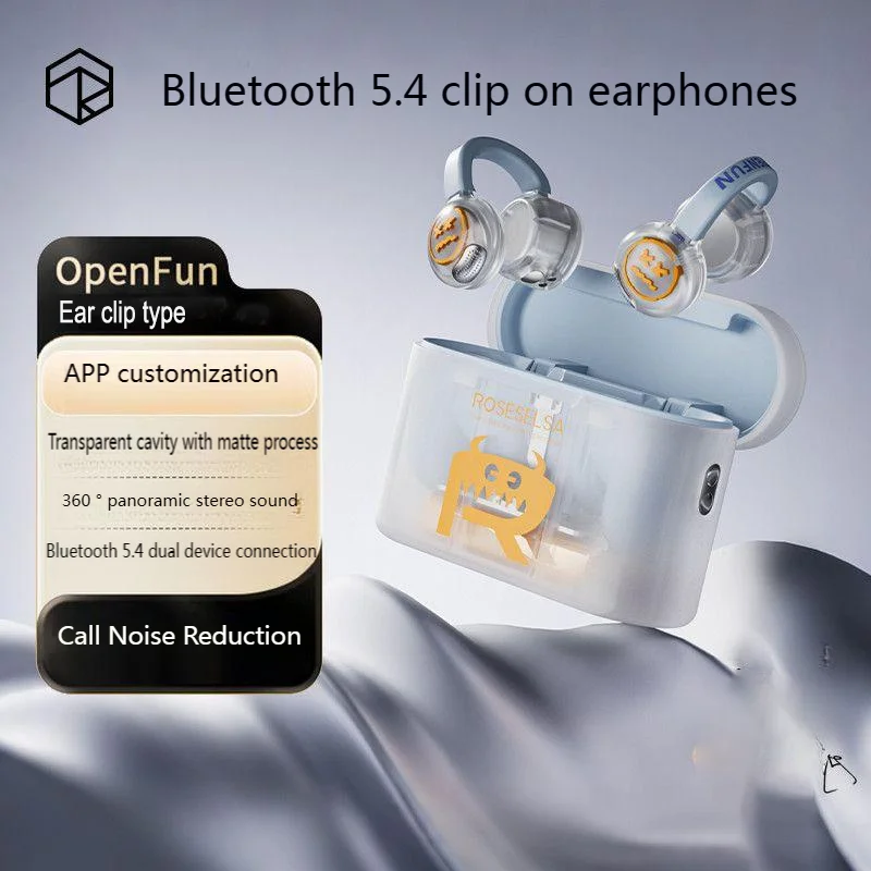 

Clip On Wireless Bluetooth Headphones Monster Earphone Box Support APP Customization Call Noise Reduction Open Sport Earphones