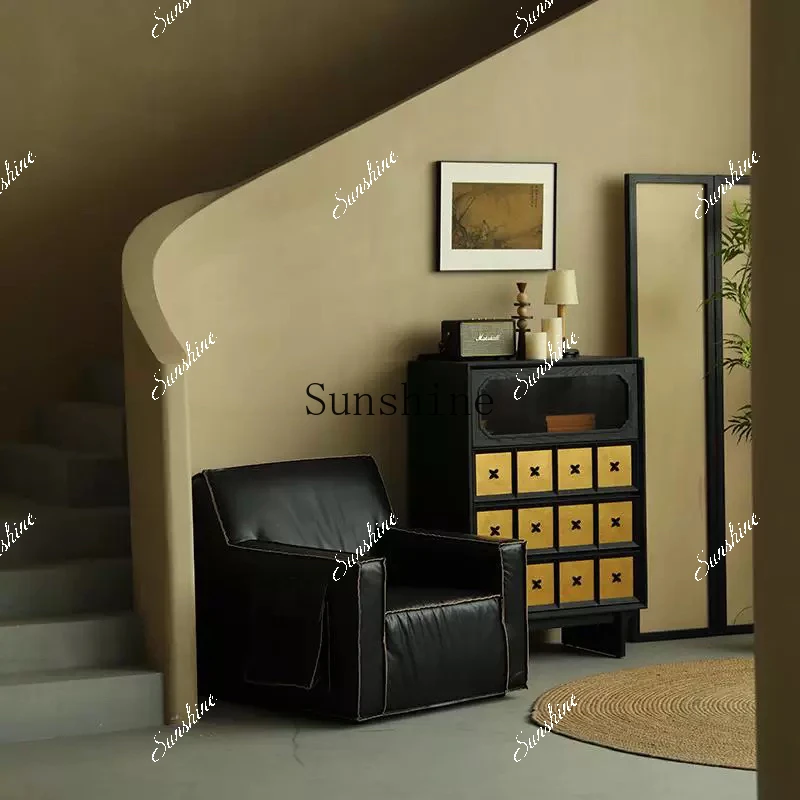 Medieval black four-bucket living room sofa French bedroom bedside drawer storage solid wood locker  FT