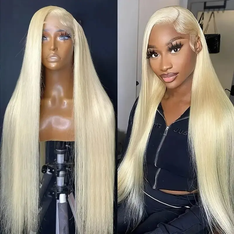 13x4 Front 613 Blonde 26 Inches 13x6 HD Lace Frontal Straight Transparent Pre-plucked 180% Brazilian For Women Human Hair Wig