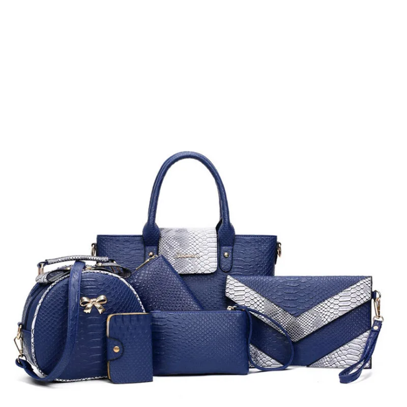 TRAVEASY 2024 Women Bag New Tote Bag Fashion Alligator Mother Bag Six-Piece Set Elegant One Shoulder Diagonal Cross Lady Bag