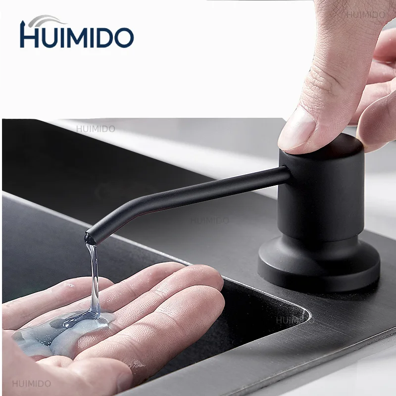 Extension Tube Soap Dispenser for Kitchen Sink Stainless Steel Refill from The Top Built in Design for Counter Top