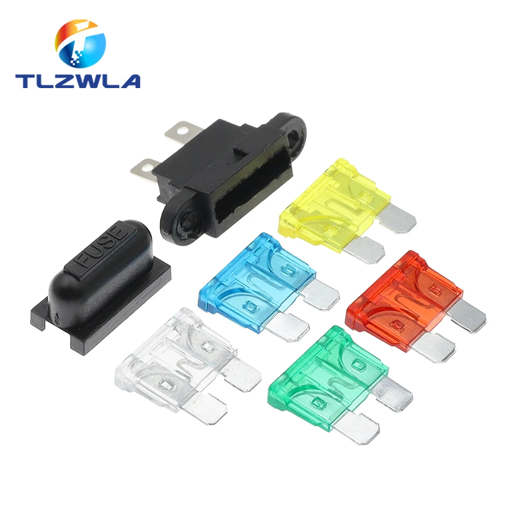 5PCS Waterproof Auto Standard Middle Fuse Holder + 1-50A Car Boat Truck ATC ATO Blade Fuse 3A 5A 10A 15A 20A 25A 30A 35A 40A 50A