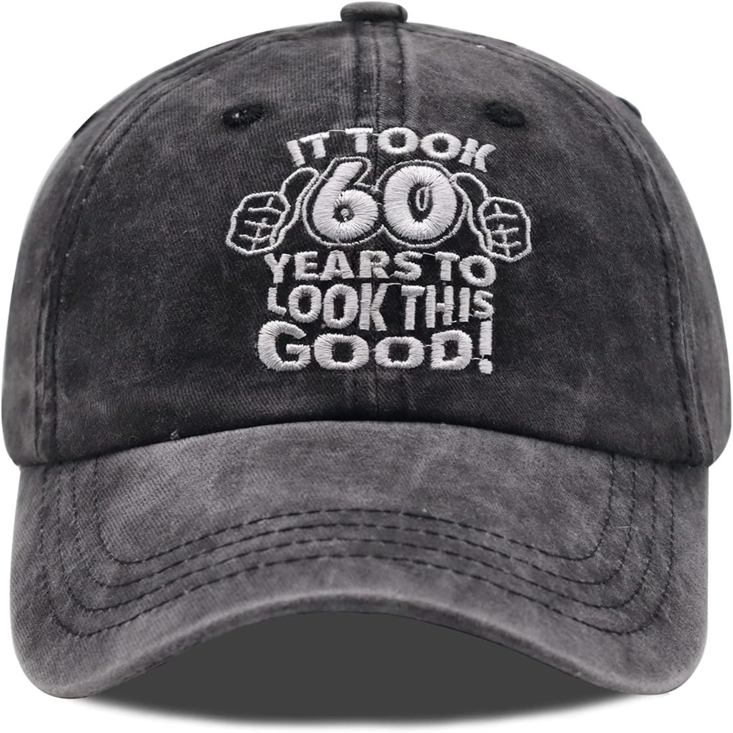 Stylish and Unique Washed Cotton Adjustable Baseball Hats - Ideal 60th Birthday Gift for Baseball Fans - Funny Embroidered Desig