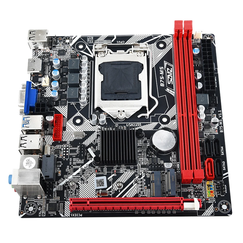 24Pin B75-MS Motherboard WIFI Support LGA 1155 USB3.0 SATA3.0 Mainboard Max Capacity 16GB Mainboard with PCIe 16x for PC Gaming