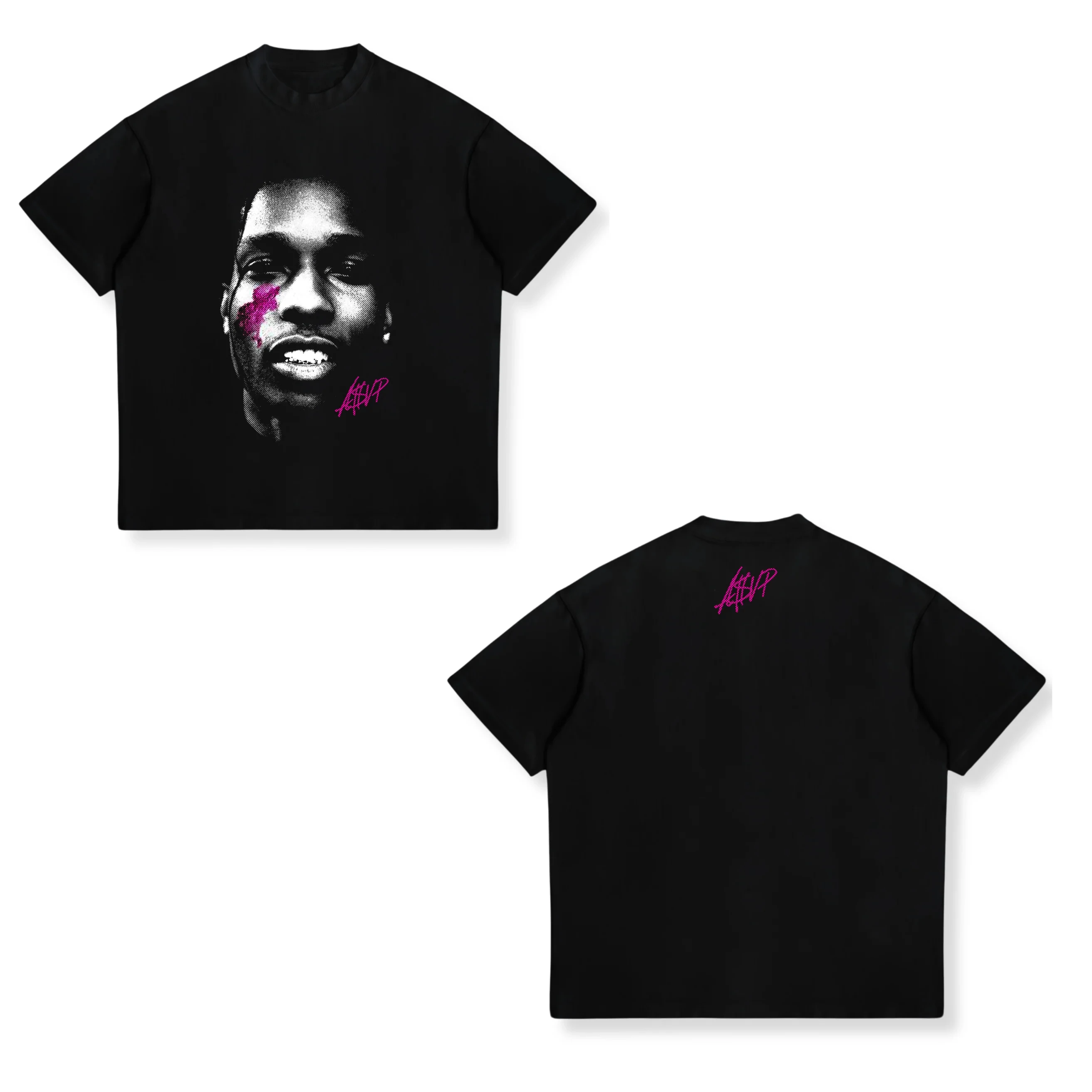 2026 New ASAP ROCKY Short-sleeved T-shirt HIP HOP High Street Men Women Gothic Tees A$AP Portrait Loose Casual Harajuku Tops view 4