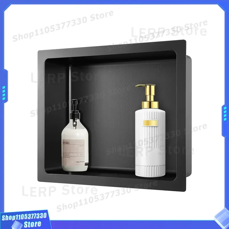 Custom Nano Black Honeycomb Bathroom Rack Single Layer Narrow Side Shelf Niche Storage Holder Factory Direct Wholesale for