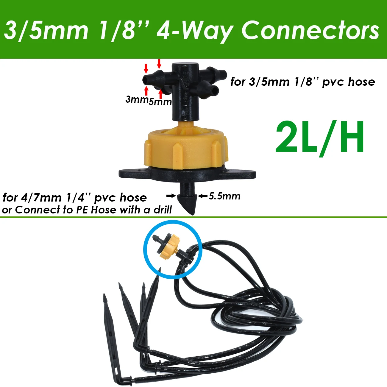 KESLA 10-100M 2L/H Pressure Compensation Emitter Arrow Watering Kits w Puncher for Agriculture Greenhouse Drip Irrigation System