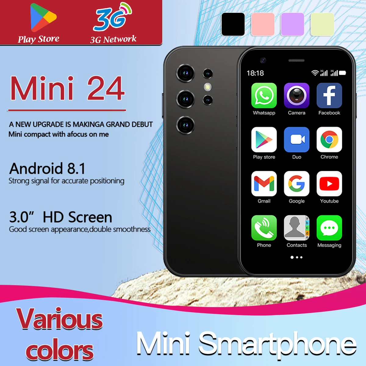 Mini 24-inch smart phone dual SIM dual standby dual SIM dual standby all network universal global version