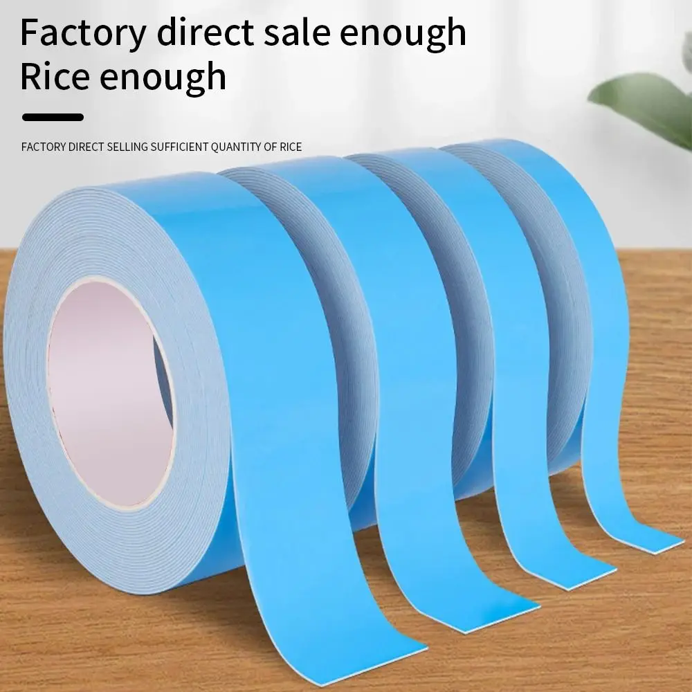 10Meters 10/15/20/30mm Double Sided Tape Blue Film White PE Foam Tape Self Adhesive Sponge Strip Waterproof Fixed Pasted Tapes