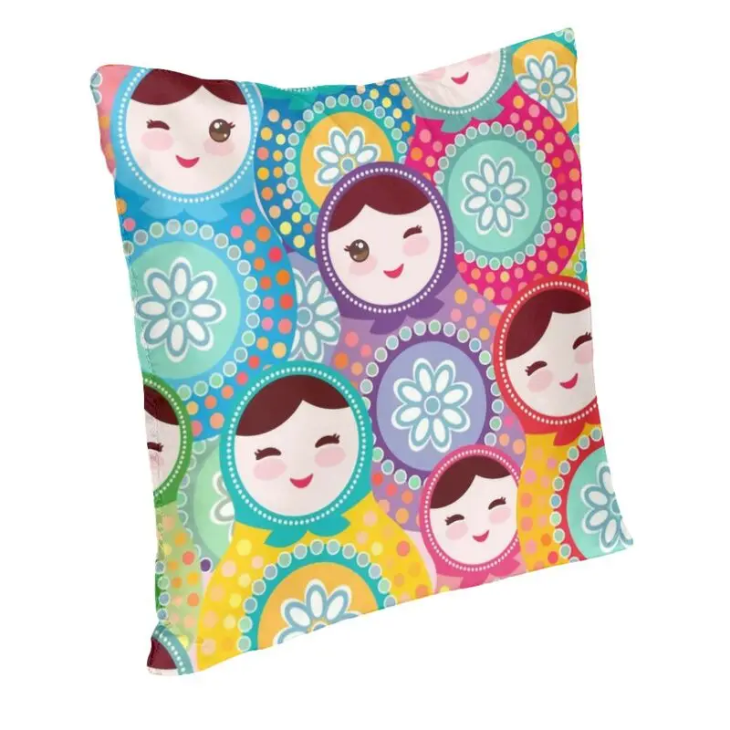 Russian Dolls Matryoshka Cushion Cover 40x40 Home Decor 3D Print Russia Babushka Pattern Folk Art Throw Pillow for Car Two Side