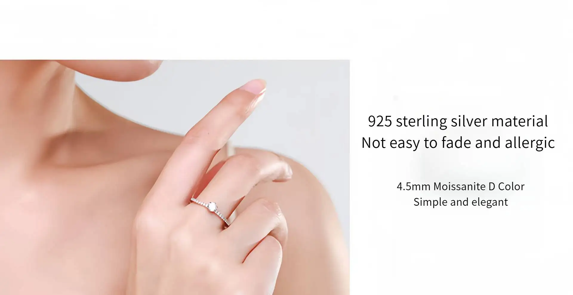 TY Echter 925er Sterlingsilber, schlichter funkelnder runder klarer Moissanit-Ring für Frauen, klassischer Luxus-Hochzeitsaccessoires-Schmuck – Detail 6
