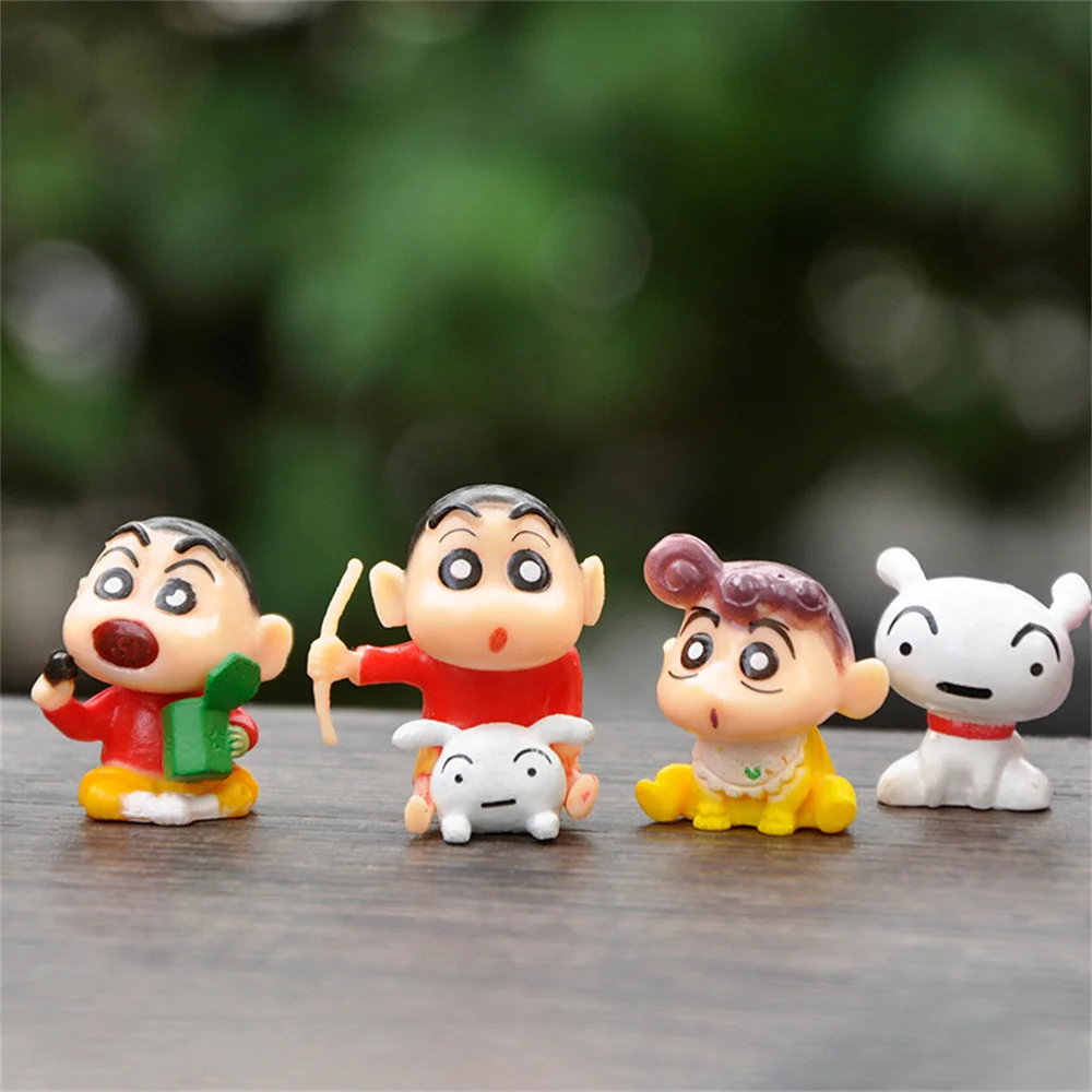 8pcs Mini Crayon Shin-chan Saiyan Anime Figures Cartoon Collectible Model Kawaii Doll Kids Toys Birthday Gifts