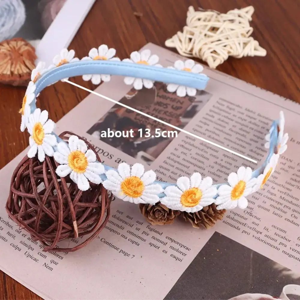 Headband com margarida bordado para mulheres e meninas, ornamento de cabelo, estilo boho, com flores, girassol, praia, praia