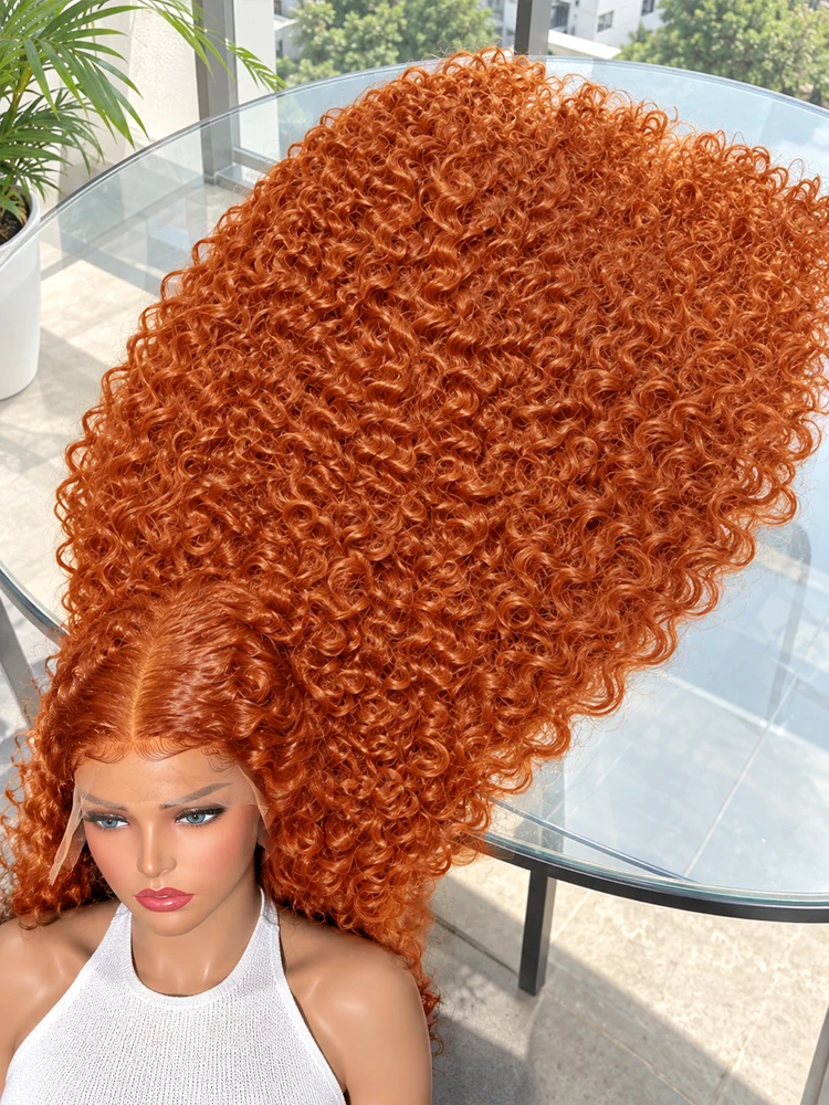 34 36Inch Orange Ginger Water Wave Lace Front Wigs 13x4 13x6 #350 Colored Wigs Brazilian Human Hair Deep Wave Curly Wigs 200 Density