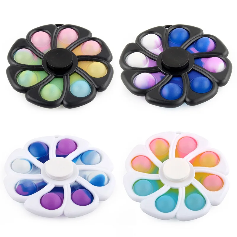 Fidget Spinner Toys 2In1 Simple Dimple 8 leaves Flower Push Pop Finger Press Bubble Anxiety Relief Stress for Kid Adults Autism