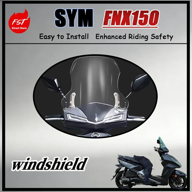 

FOR SYM FNX150 Premium PC Motorcycle Windshield Anti-UV Scratch Resistant Front Wind Guard Windscreen for Motorbike