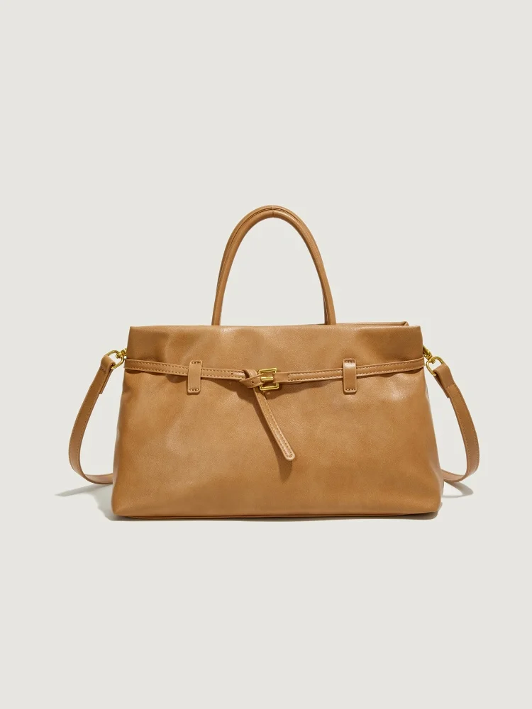 

2025 новые роскошные высококачественные сумки-тоут из искусственной кожи для женщин, стильная гладкая пригородная сумка на плечо, однотонные женские сумки