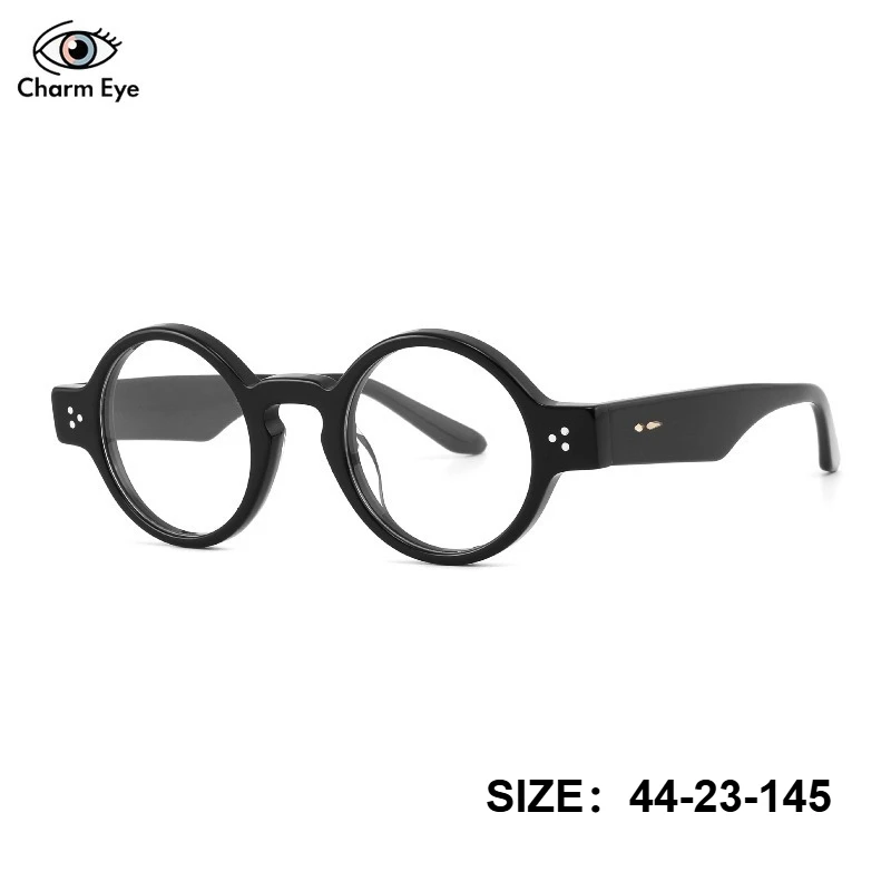 New Round Fashion Acetate Glasses Frame Men Black Retro Handmade Eyeglass Women Myopia Reading Optical Prescription Eyewear