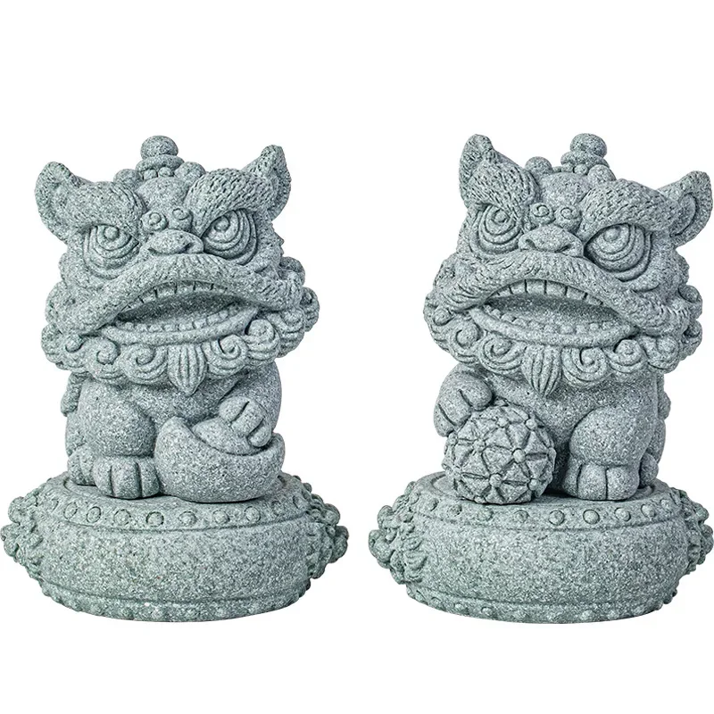 Awaken Lion Cute Lucky Tea Pet Ornament Creative Yuanbao embroidered ball office desktop decoration opening gift