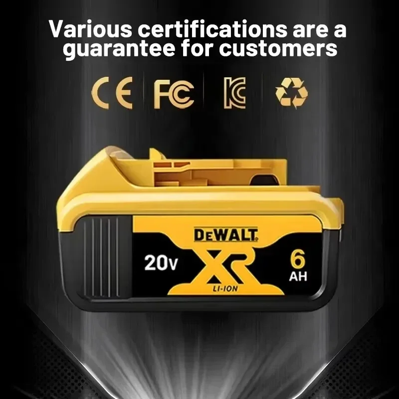 100% originální 20V 6,0Ah MAX baterie náhrada za elektrické nářadí DeWalt DCB184 DCB181 DCB182 DCB200 20V 5A 6A 18V 20V baterie. - náhled 4