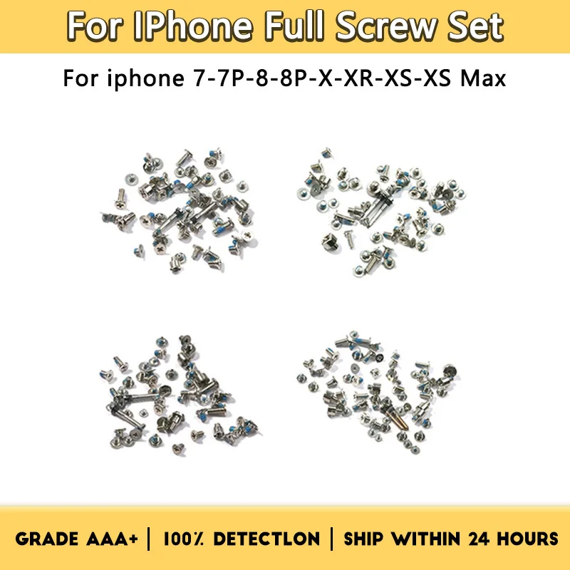 Full Screw Set Replacment for iPhone 7 8 7 Plus 8 Plus X XS XR Screw Replacement Repair Bolts Complete Kit Accessories