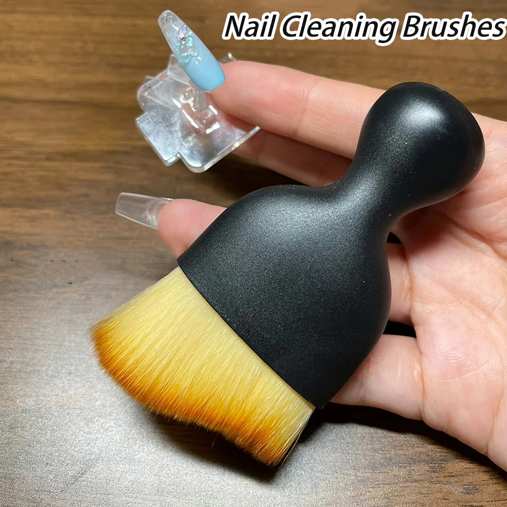 1/5 szt. Szczoteczka do czyszczenia paznokci w kształcie litery S, szczoteczka do usuwania pyłu, szczoteczka do pudru do makijażu, czarna szczoteczka z długą rączką i wielofunkcyjne narzędzie do czyszczenia