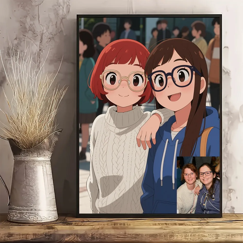 2D Flat , A Personalized Anime Portrait Canvas Poster - Custom Photo Art, Ideal for Decorating Bedrooms And Living Rooms