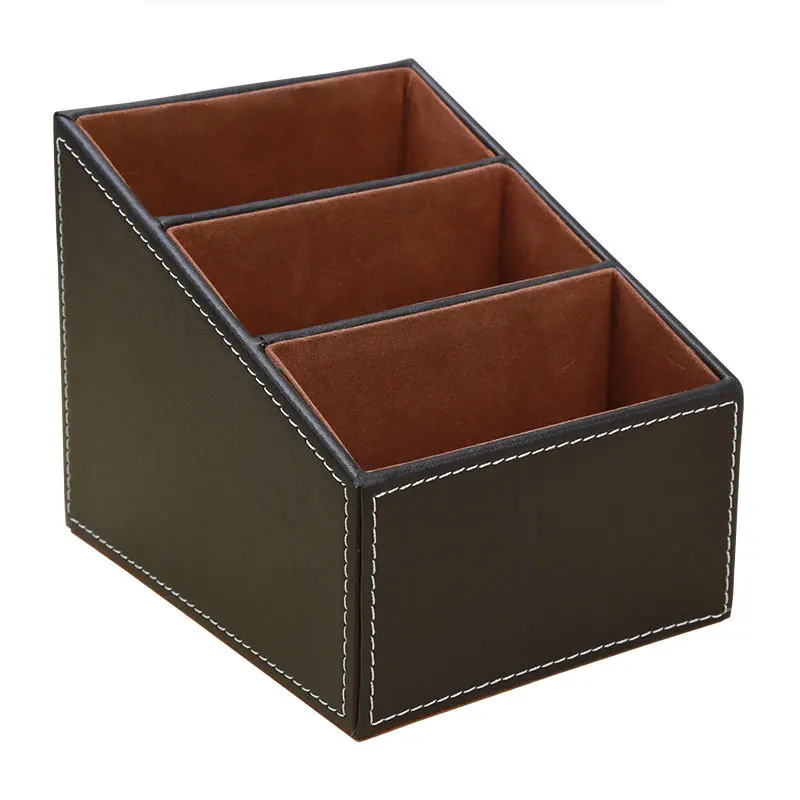 2023 1pcs Leather Remote Control  Organizer Phone Desktop Storage Box Organizer Box  Closet Organizer  Storage Box  Wooden Box