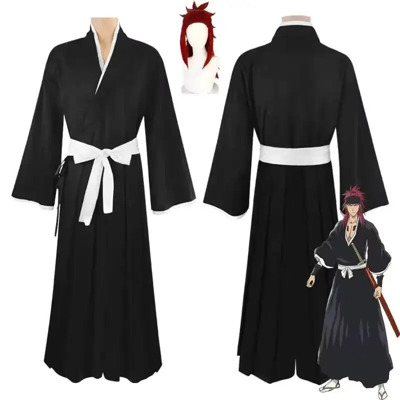 Disfraz de Cosplay de Anime Bleach Renji Abarai, Kuchiki Rukia, Kurosaki Ichigo, Kimono Unisex para Adultos, Traje de Uniforme para Halloween