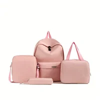 Mochila informal de nailon para regreso a la escuela, conjunto de 4 piezas, gran capacidad, Color sólido, bolso de mano y estuche para lápices, moda para la escuela