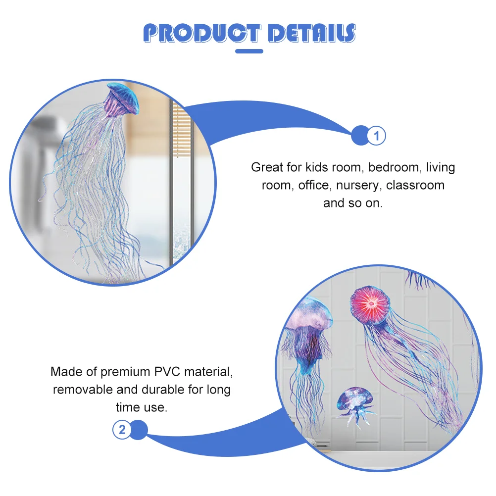 Adesivo meduse sottomarine Decalcomanie murali fai da te Decor Adesivi rimovibili Carino impermeabile