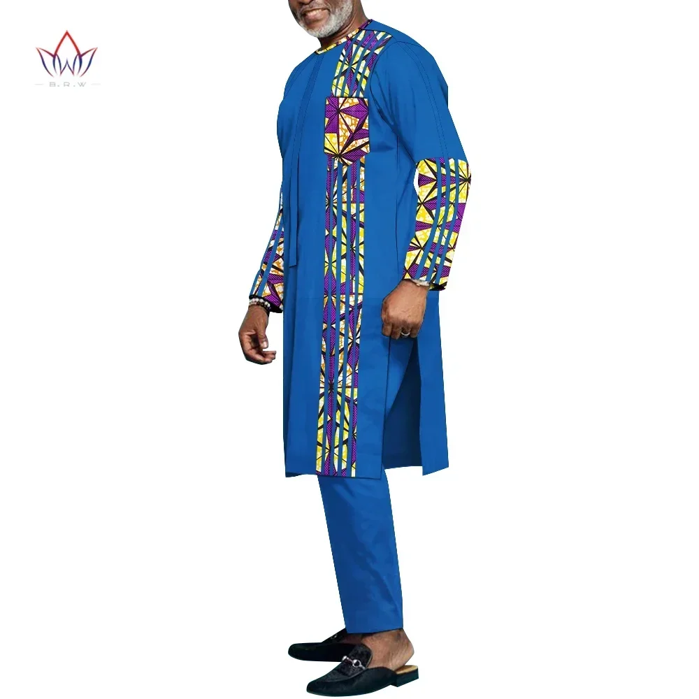 Chemises et pantalons africains pour hommes, Robe Hip Hop, Bazin Riche, Vêtements africains pour hommes, Tenues Dashiki, Costume, Wyn1558, 2 pièces