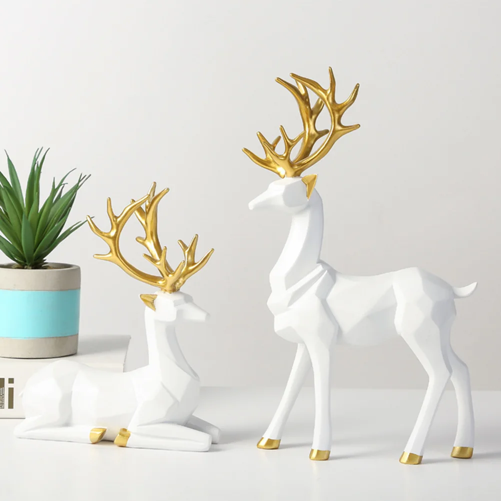 2 Pcs Origami Elk Ornaments Deer Decor Statue Reindeer Luxury Bedroom Figurines Home for Living