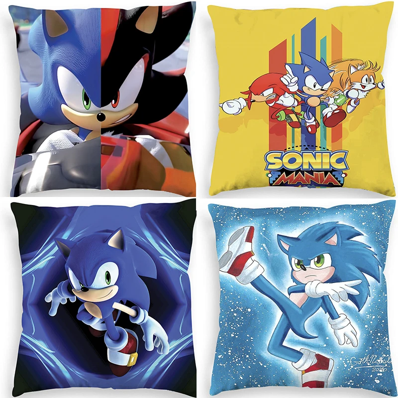 Game Sonic Throw Pillowcase Anime Cartoon 45x45cm Sonic Printing Sofa Pillow Kids Room Decorations Cute Pillowcase