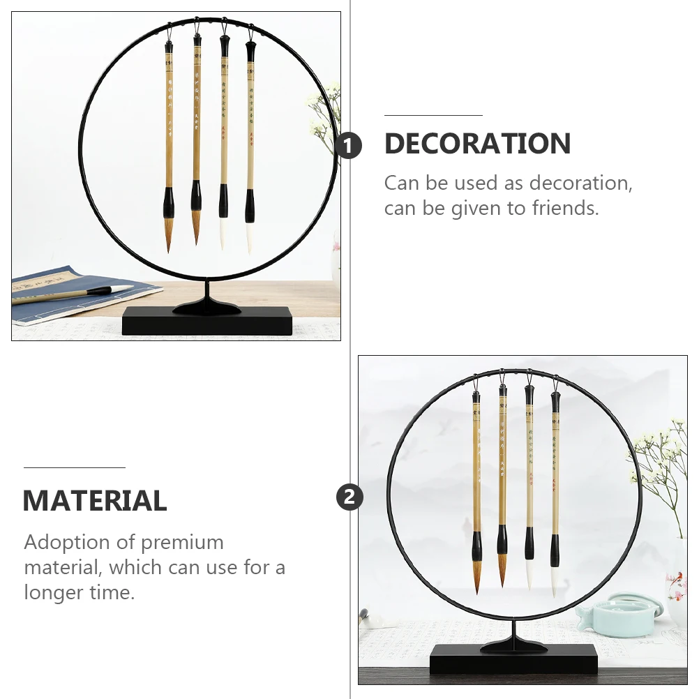 

Round Pen Holder Brush Storage Rack Ink Chinese Calligraphy Desk Aesthetic for Holders Writing Brushes Desktop