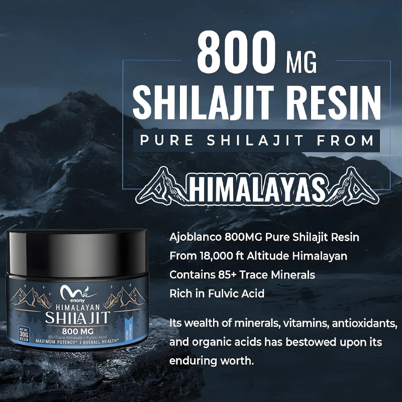 

Дополнение из гималайской смолы Shilajit на 800 мг, чистая высокая энергия, сила и иммунитет, мужской и женский, 30 г
