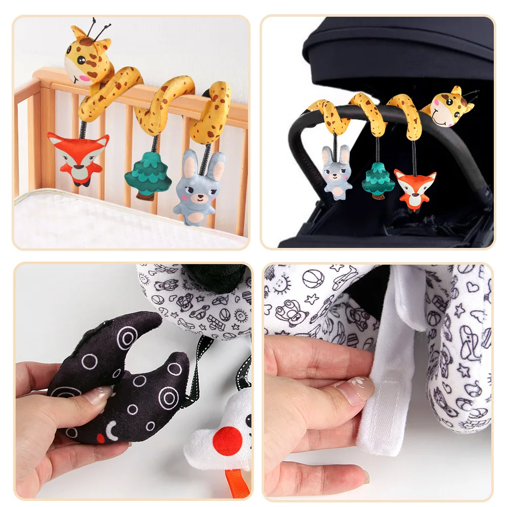 Giraffa Cartoon Letto Avvolgente Lenitivo Presa Auto Carrello Appeso Visione in Bianco e Nero Stimolante Puzzle per Bambini Giocattolo Regalo