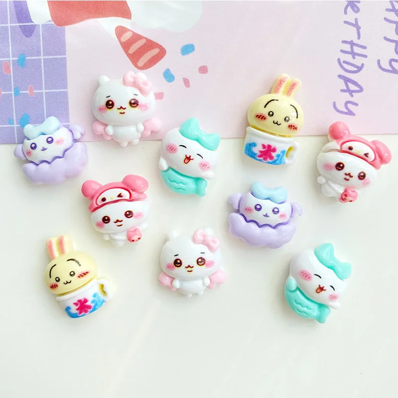 1Pcs New Cartoon Figure ちいかわ ハチワレ Kawaii Animal Series Flat Back Resin Scrapbooking DIY Jewelry Hairpin Craft Decoration