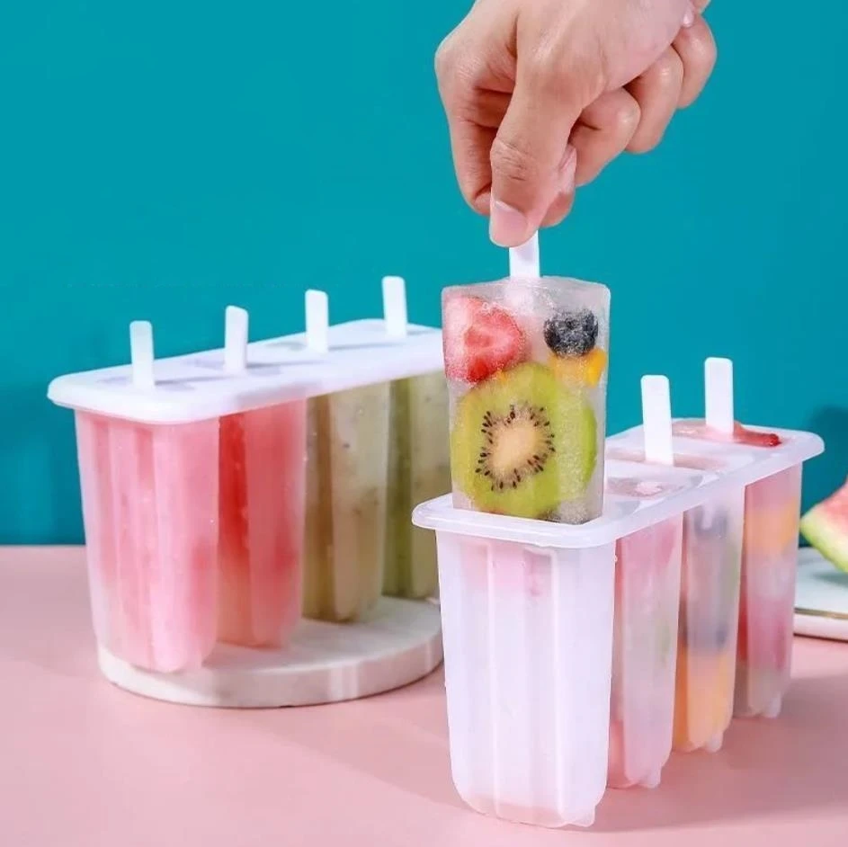4 incluso molde para paletas antiguas con cubierta, bonito molde para helado de paletas para niños, molde para sorbete de helado casero DIY