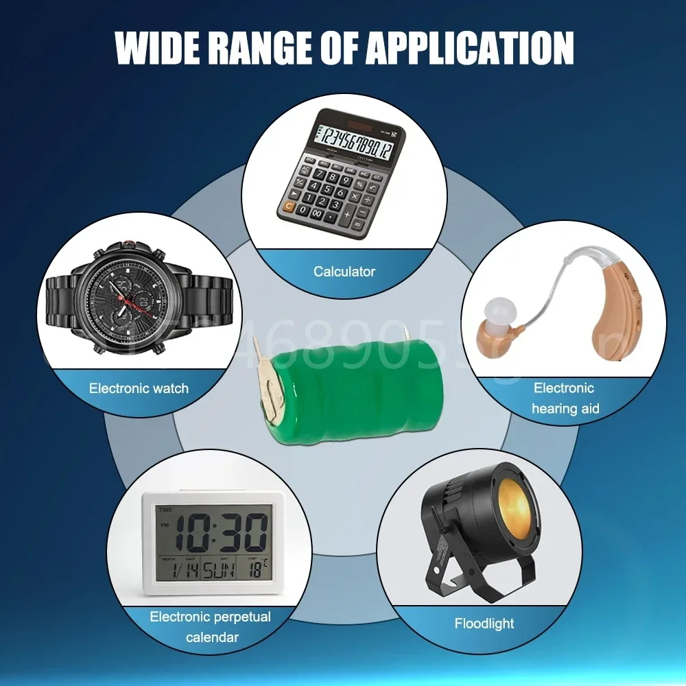 4.8V 40mAh Ni-MH Rechargeable Battery with Solder Pins for PLC Data Backup Power LED Light Pet Collars Counter Button Coin Cell