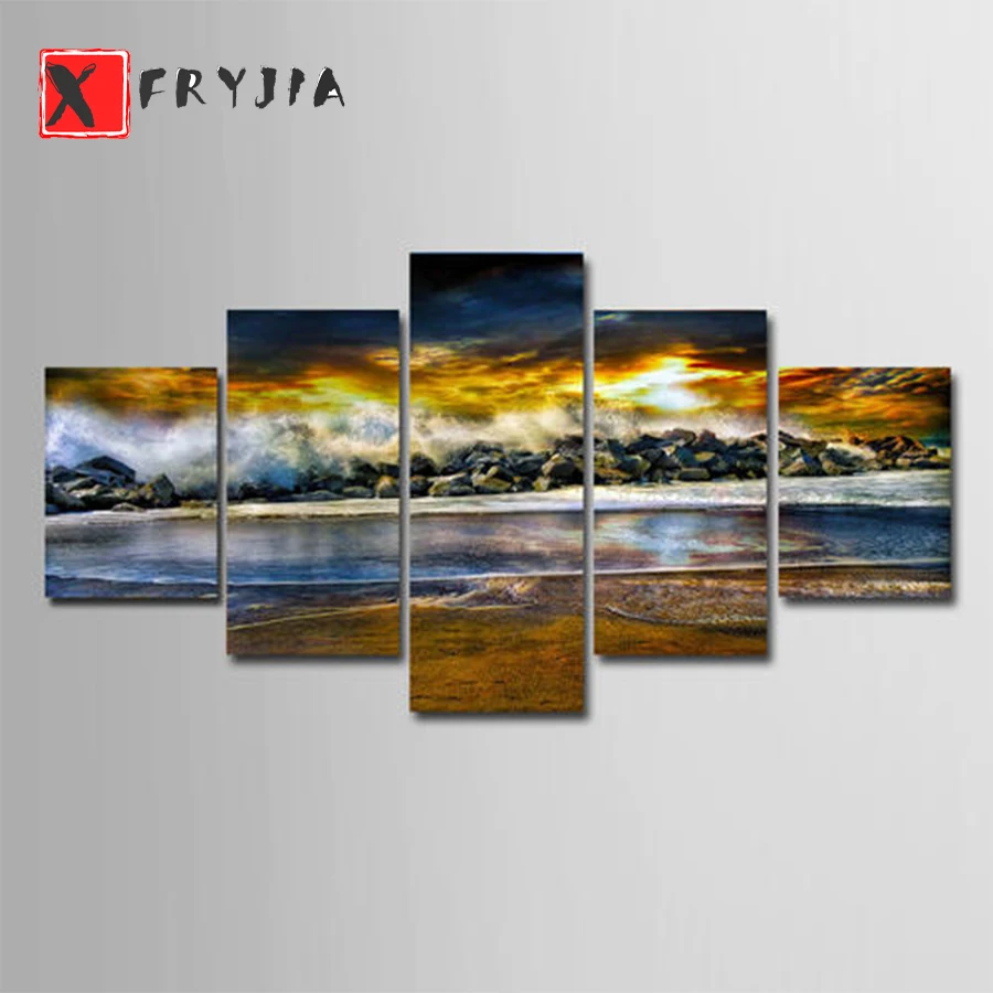 5pcs Rhinestone painting Romantic sunset seaside natural scenery stitch cross diamond embroidery painting full drill home decor