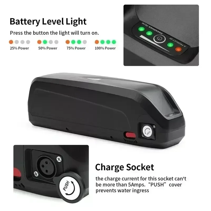 Original 36V 20AH/30AH Hailong DP-9 polyester battery with 42V 2A charger charger 500W 1000W motor BMS 18650 power battery