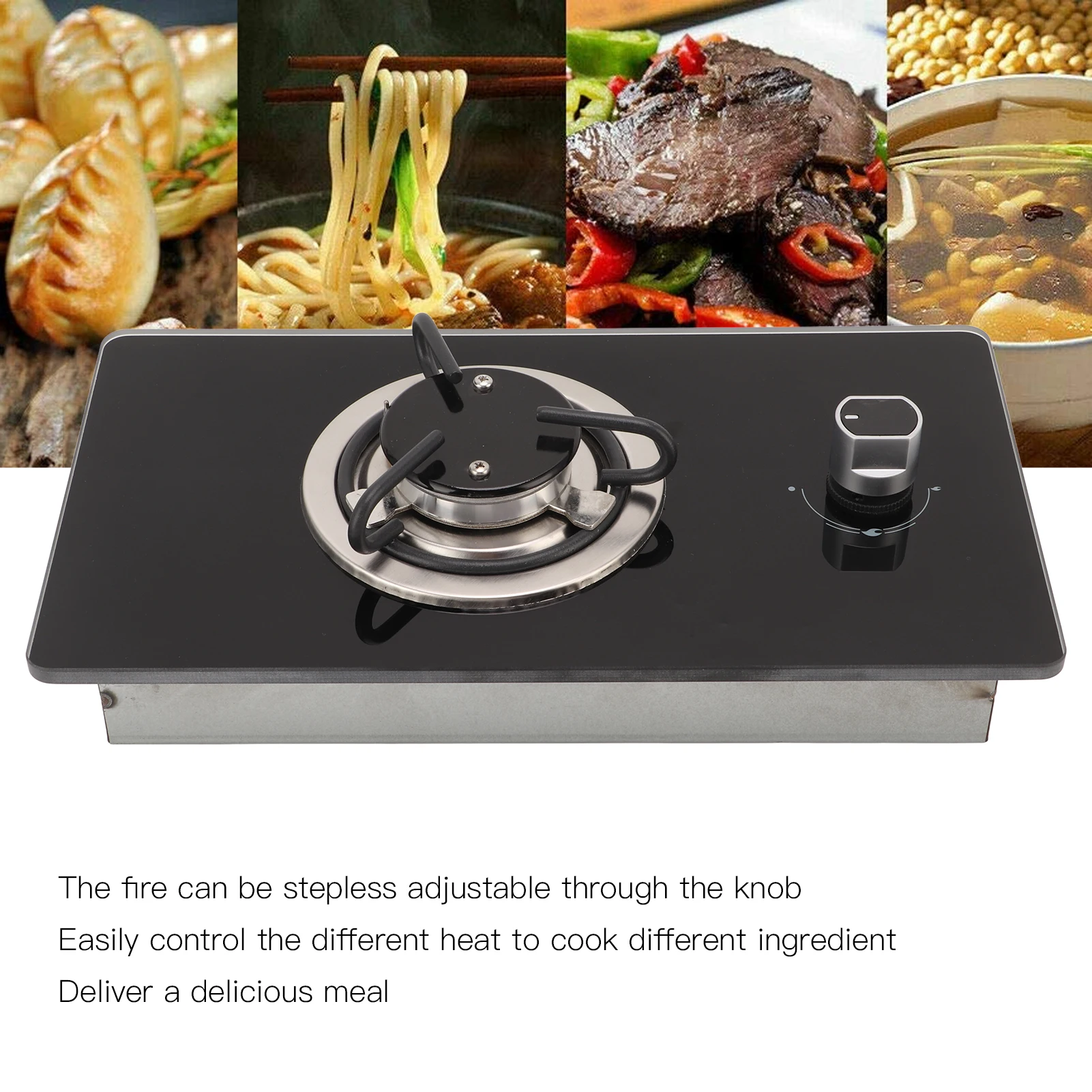 

RV Gas Cooktop RV Gas Range Stove 1 Cooktop 1.8Kw Power Stepless Adjustable Tempered Glass for Yacht RV Gas Stove