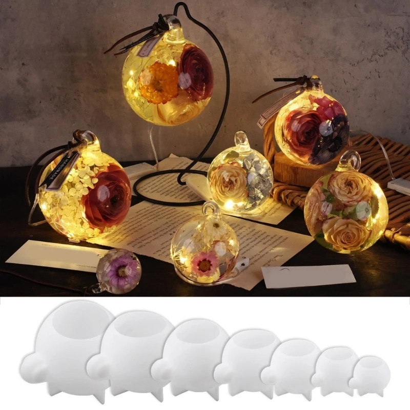 

H7EB силиконовая форма из смолы, сфера с подвесным отверстием для многослойных поделок, литье, сохранение сухих цветов, украшение для дома